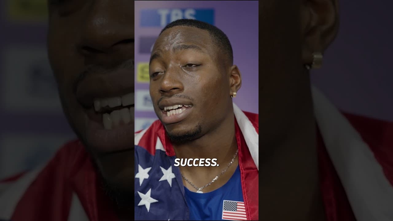 Grant Holloway talks outdoor season plans after his gold in the 60mH at the #worldindoorchamps